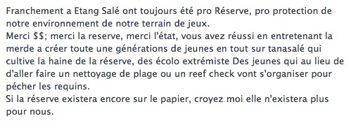 Capture d’écran faite sur un profil Facebook suite à l’attaque de novembre 2013.